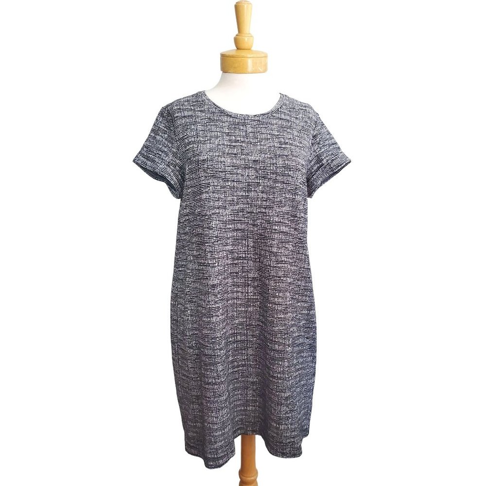 Rachel Zoe Short Sleeve Mini/Short Dress Shift Black/White Tweed Design Career M